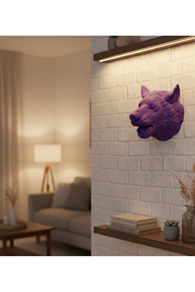 CT STONES Statuie decorativă de perete cu lup mov, cadou agățabil 25X19 cm