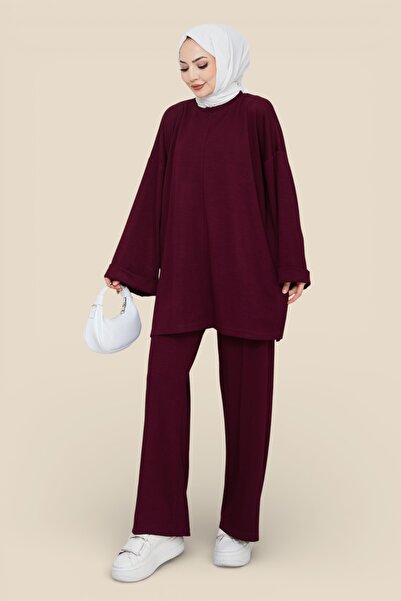 Eliva Women's Hijab Crew Neck Casual Stylish Ohsyo Modal Tunic and Wide Leg P...