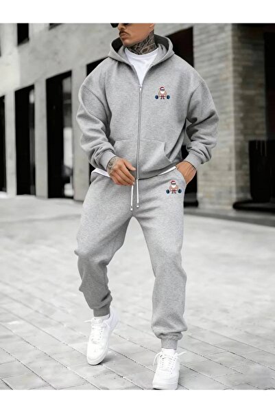 CLASSY.MODA Ανδρικό σετ φόρμας με 3 κλωστές, με φερμουάρ, με χριστουγεννιάτικ...