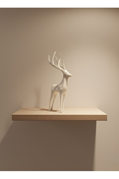 CT STONES Figurină de cerb albă, decor modern pentru living și rafturi
