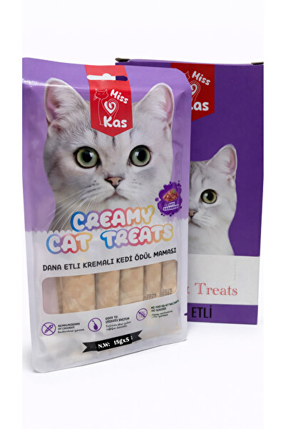 Kum Dünyası Miss Kas Creamy Cat Treats Dana Etli Kremalı Kedi Ödül Maması 5x1...