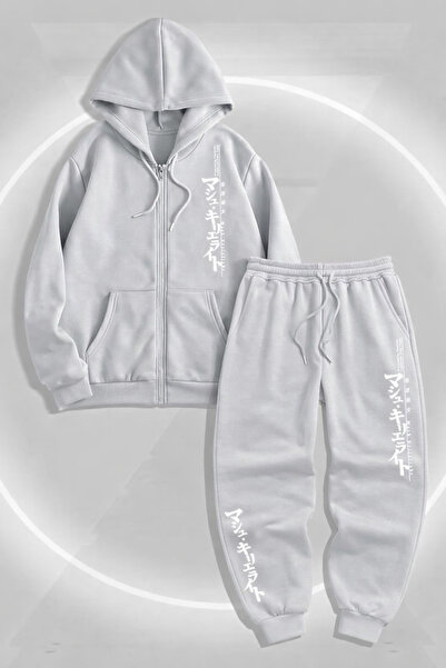 CLASSY.MODA طقم بدلة رياضية للرجال مكون من بغطاء رأس خيوط K مطبوع بسحاب وطباع...