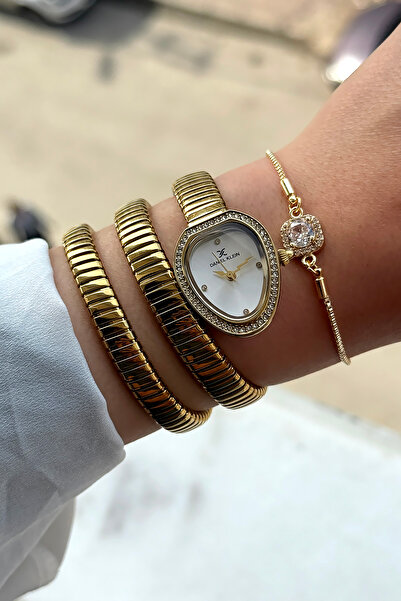 Daniel Klein Altın Renk Çelik Kordon Orijinal Kadın Kol Saati Bileklik Hediyeli