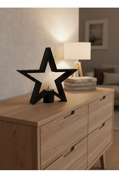 CT STONES Black Star Shaped Candle Holder Dim Light Decor Accessory