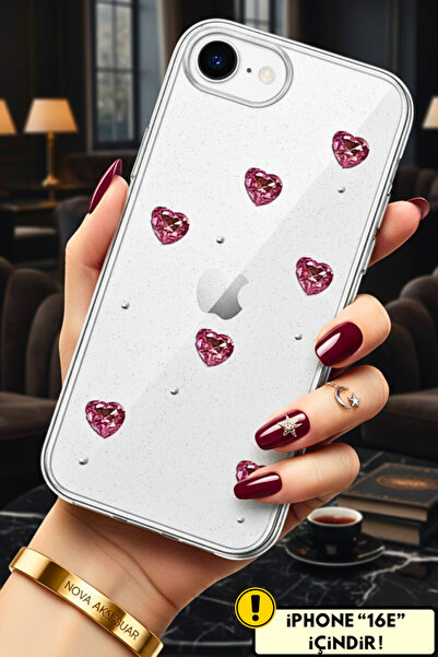 cepmoda iPhone 16E uyumlu Desenli Şeffaf kılıf - 3D Epoksi Kabartma Figürlü K...
