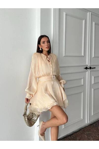 MAXXANA Glitter Mini Dress with Flounce