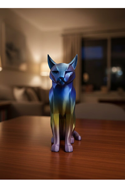 CT STONES تمثال قطة ملون بألوان قوس قزح لتزيين الطاولة والرف