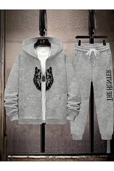 CLASSY.MODA Ανδρικό σετ φόρμας με 3 κλωστές, με κουκούλα, με φερμουάρ, με στά...