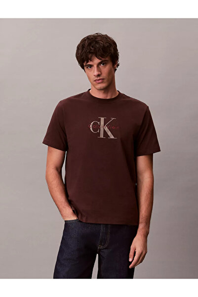Calvin Klein Men's Regular Fit Round Neck Ck Logo Printed Cotton Short Sleeve...