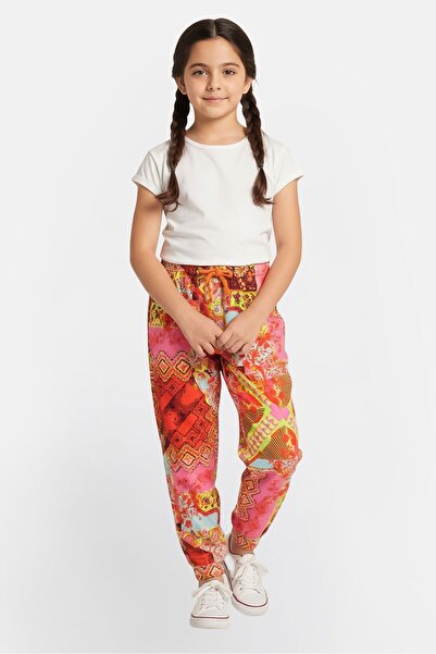 For The Black Kids Girl Drawstring Floral Printed Trouser, Multicolor