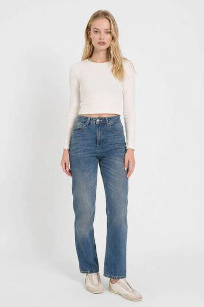 DeFacto Pantaloni Mom Fit talie înaltă cu lungimea gleznei, lavabili, G6898AX...