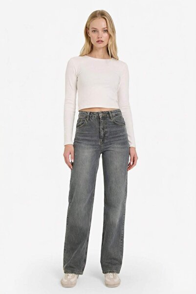 DeFacto 90S Wide Leg High Waist Long Jean Washed Pants G1405Ax25Wn