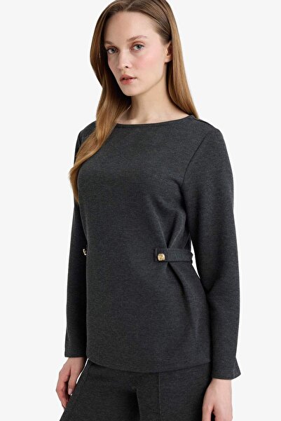 DeFacto Regular Fit Boat Neck Pique Long Sleeve T-Shirt G3393Ax26Sp