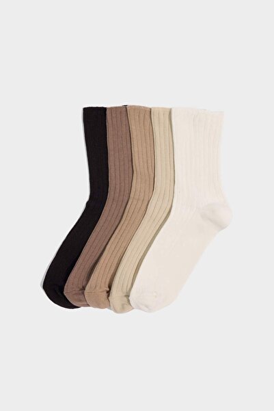 DeFacto Women's 5-Pack Cotton Long Socks F5602Axns