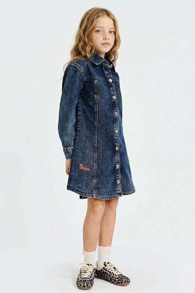 DeFacto Дългоръкава деним рокля за момичета G6931A826SP