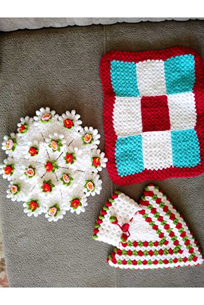 Esram Butik Banyo Lif, Çeyizlik, Hediyelik El Örgüsü Üçlü Takım Banyo Lifi