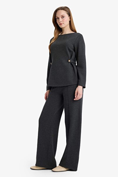 DeFacto Straight Fit Straight Leg Pique Pants G2918Ax26Sp