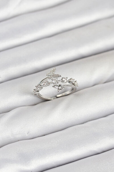 shopwave خاتم نسائي من النحاس الفضي اللون مرصع بحجر الزركون - TJ-BYK3851