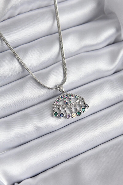 shopwave 316L الصلب الفضة اللون سلسلة الإيطالية الزركون حجر العين الشكل قلادة...