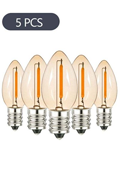 Generic 5-Piece E12 LED Bulb, Candle Bulbs 0.5W, Chandelier Bulbs Night Light Bulbs, Amber Glass Fil