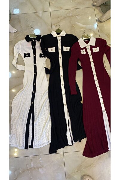 Abalı Yeni sezon triko kadın maxi elbise Jar Almajbour Roveyde model