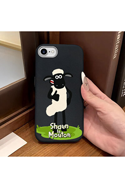 ucuc حافظة لهاتف iPhone 7/8/SE 2020 2022 متوافقة مع الجلد الأسود ذو الملمس ال...