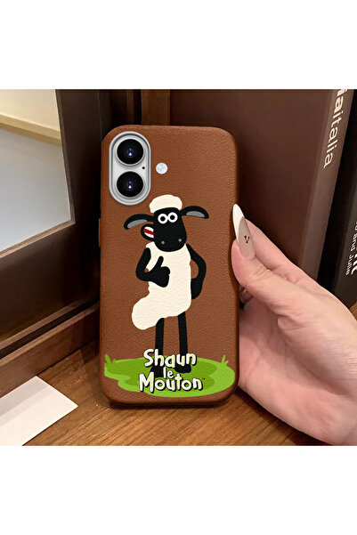 ucuc غطاء حماية متوافق مع آيفون 16 من الجلد البني ذو الملمس السيليكوني لحماية...