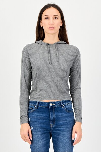 Undiz هودي نسائي بأكمام طويلة من قماش هيذر، رمادي داكن