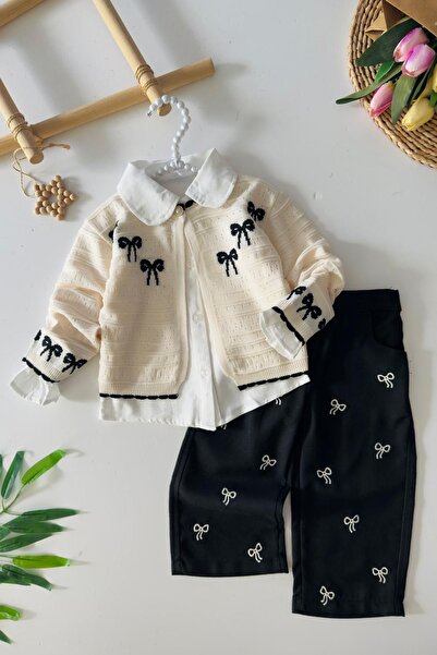 Minigimin Cicileri Set de 3 piese pentru fetiță, cu cardigan tricotat cu deta...