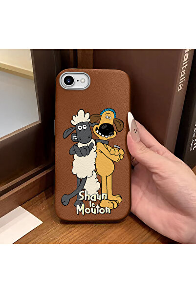 ucuc iPhone 7/8/Se 2020 2022 Compatible Brown Leather Textured Silicone Prote...