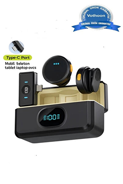 Genel Markalar 2 Adet Profesyonel Kablosuz Yaka Mikrofonu Typce Uyumlu Manyet...