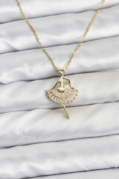shopwave قلادة نسائية من الفولاذ 316L بلون ذهبي على شكل راقصة الباليه - TJ-BK...