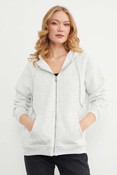 Fulla Moda Базова кофта з капюшоном на блискавці Oversize Sweatshirt