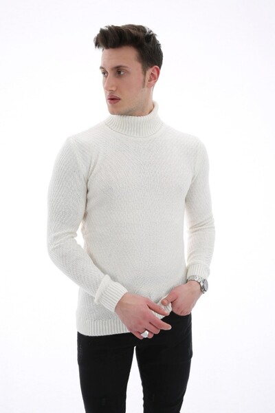buğrahayalin Thick White Winter Casual Knit Sweater