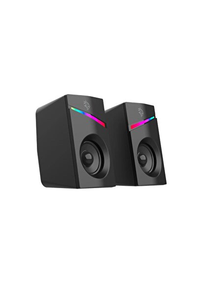 porodo Gaming Stereo Speakers with Volume Knob, RGB Rainbow Lights & 6W Output