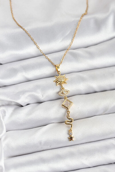 shopwave 316L Steel Chain Gold Color Sun and Energy Model Women's Y Necklace ...