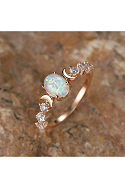 Choice 7 ZA4454-1 خاتم نسائي أنيق من الأوبال الأبيض الناري بألوان قوس قزح، يس...