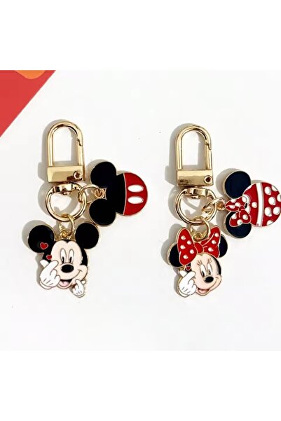 Choice Mickey-Minnie-B 2pcs Mickey Mouse Metal Keychain, Minnie Mouse, Kawaii...