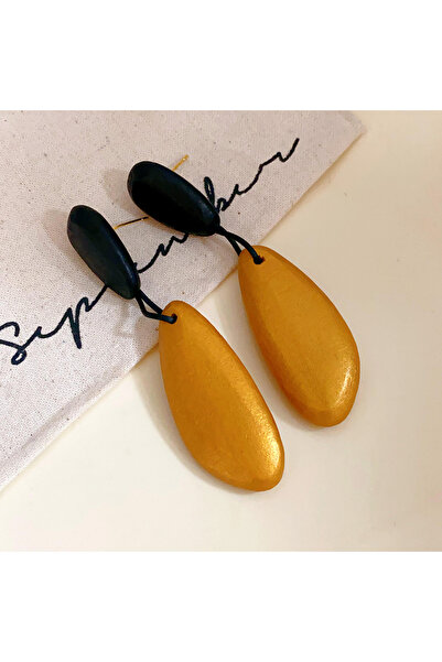 Choice خرز خشبي صناعي جديد بيضاوي الشكل على شكل قطرة ماء، بلون ذهبي، بتصميم ع...