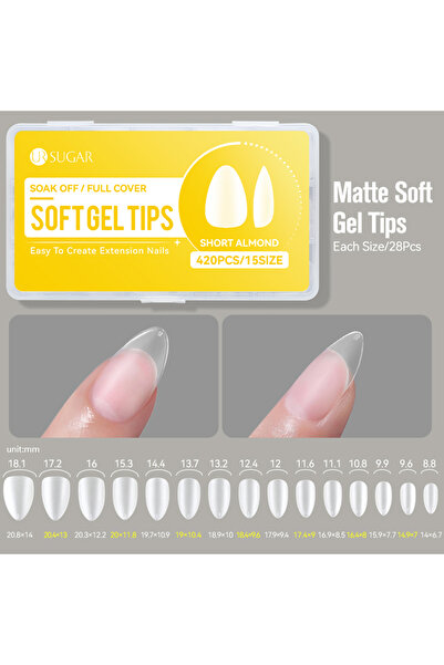 Choice S ALMOND UR SUGAR 420Pcs/Box Matte Soft Gel Tips Full Cover False Nail...