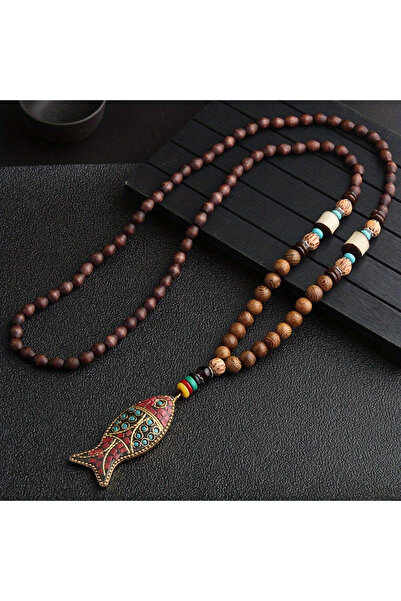 Choice YB0055-3 Vintage Handmade Necklace Nepal Buddhist Mala Wood Beads Pend...