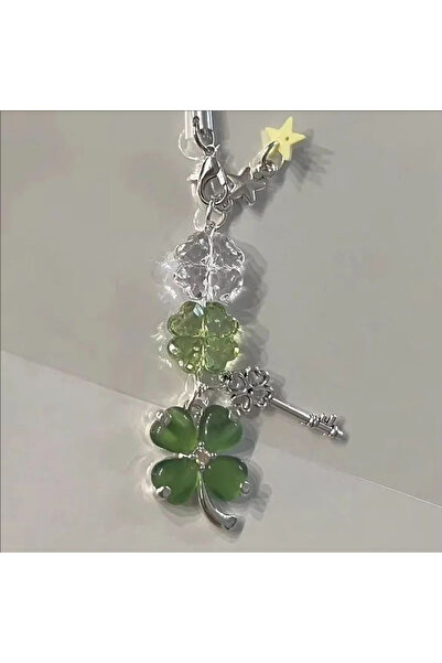 Choice سلسلة مفاتيح جديدة مزينة بخرز على شكل نبتة البرسيم رباعية الأوراق بالل...