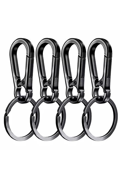 Choice 4PCS Black 4Pcs Carabiner Clip Keychain Metal Carabiner Shape Key Ring Keyring Key Holder Clips Hook