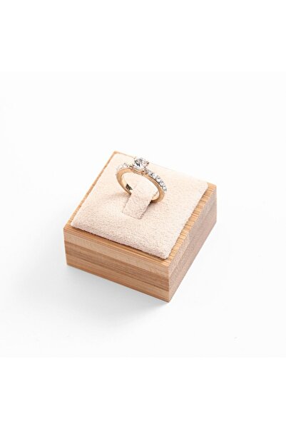 Choice حامل عرض خواتم مخملي بيج للبيع، منظم حامل خواتم مربع من خشب البامبو مع...