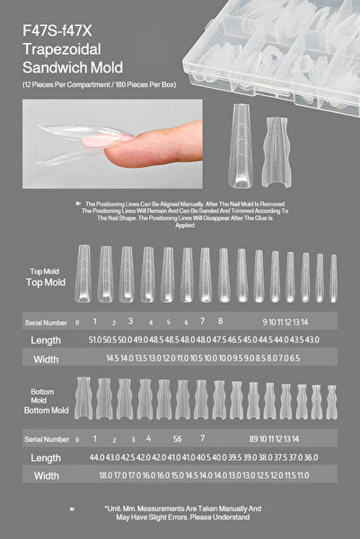 Choice قوالب أظافر مزدوجة من نوع F47S، 180 قطعة، 15 مقاسًا، جديد 2025، قوالب ...