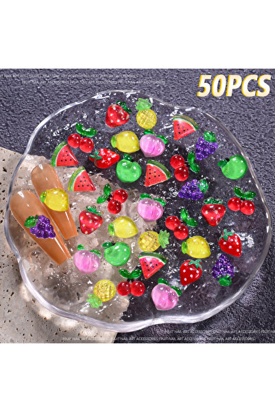 Choice mix-50pcs 50Pcs 3D Summer Fruits Nail Charms Mini Resin Watermelon/Che...