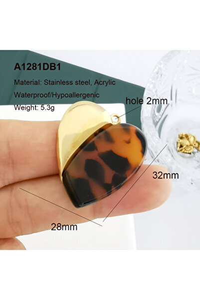 Choice قلادة كبيرة A1281DB1 بتصميم قلب وزهرة وبيضاوي بنقشة جلد النمر، لون بني...