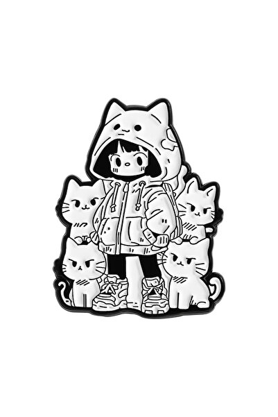 Choice دبوس مينا بتصميم فتاة أنمي كرتونية، كاواي، قطط لطيفة، بروش معدني، دبوس...