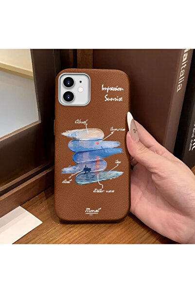 ucuc iPhone 11 Compatible Brown Leather Textured Silicone Protects Camera Sho...