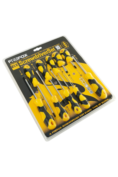 Generic Frefox 10-Piece Screwdriver Set with Magnetized Tips, Chrome Vanadium Blades & Soft Grip Handles